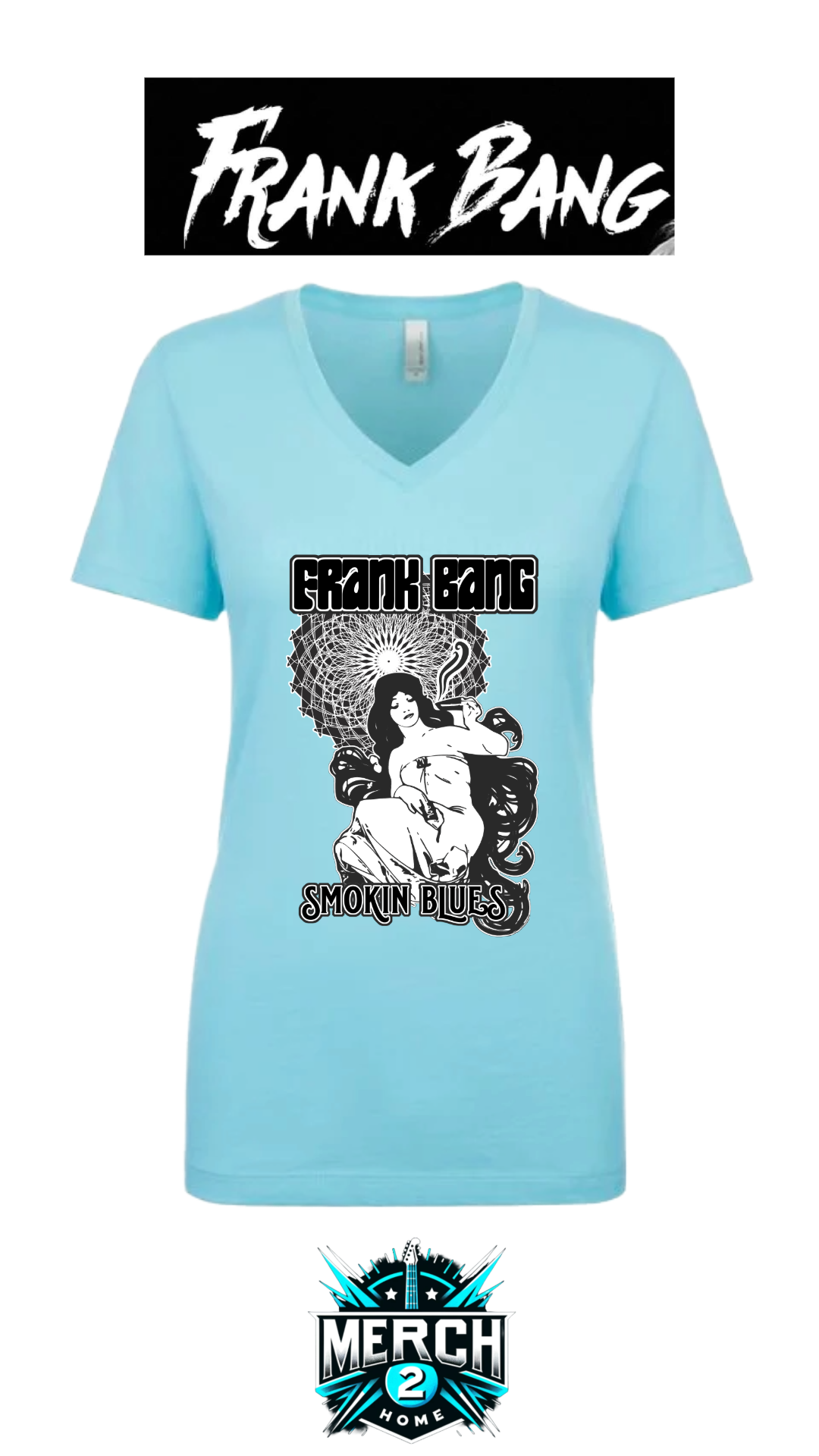 Frank Bang "Mary Jane Smokin' Blues" Women's V Neck T-Shirt--FREE SHIPPING--