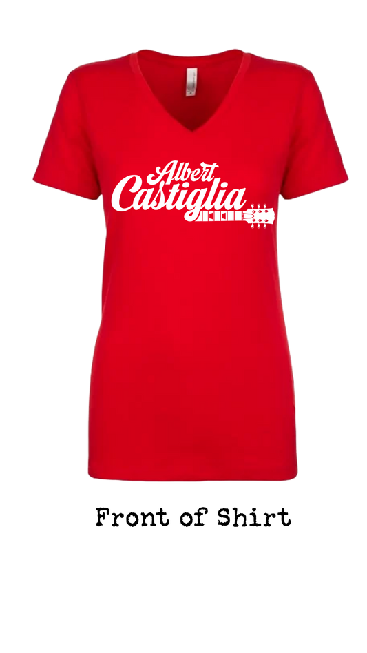 Albert Castiglia Band Womens Logo V Neck T Shirt--FREE SHIPPING--