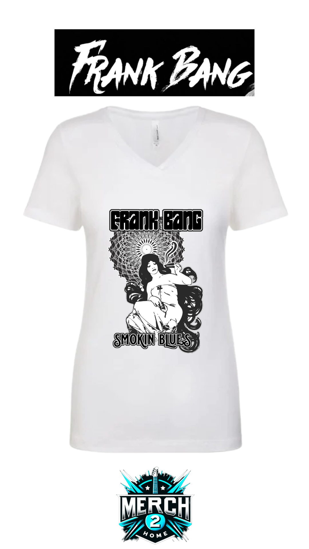 Frank Bang "Mary Jane Smokin' Blues" Women's V Neck T-Shirt--FREE SHIPPING--