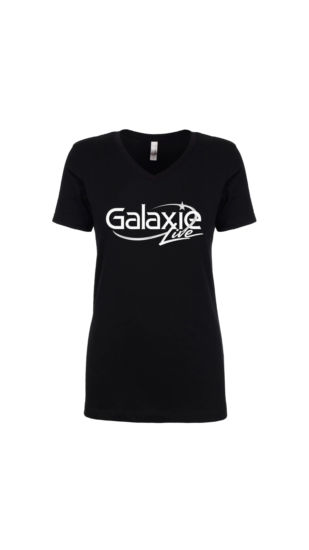 Galaxie LIVE! Horizontal Logo Womens Next Level V-Neck Short Sleeve T-Shirt--FREE SHIPPING--