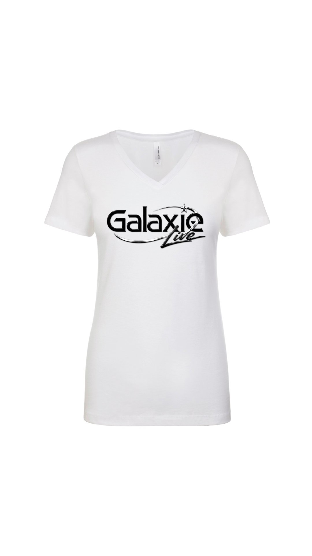 Galaxie LIVE! Horizontal Logo Womens Next Level V-Neck Short Sleeve T-Shirt--FREE SHIPPING--