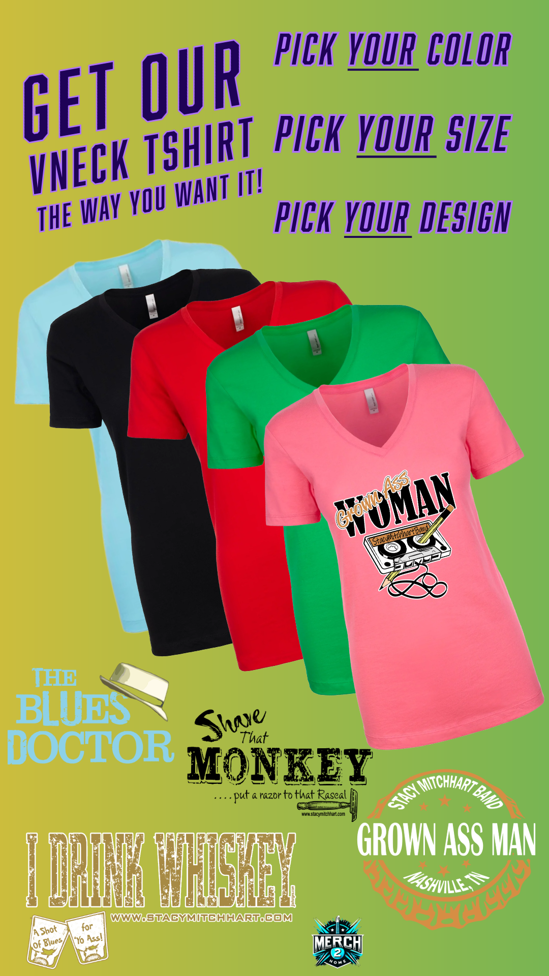 Custom Stacy Mitchhart Womens V Neck T Shirt--FREE SHIPPING--