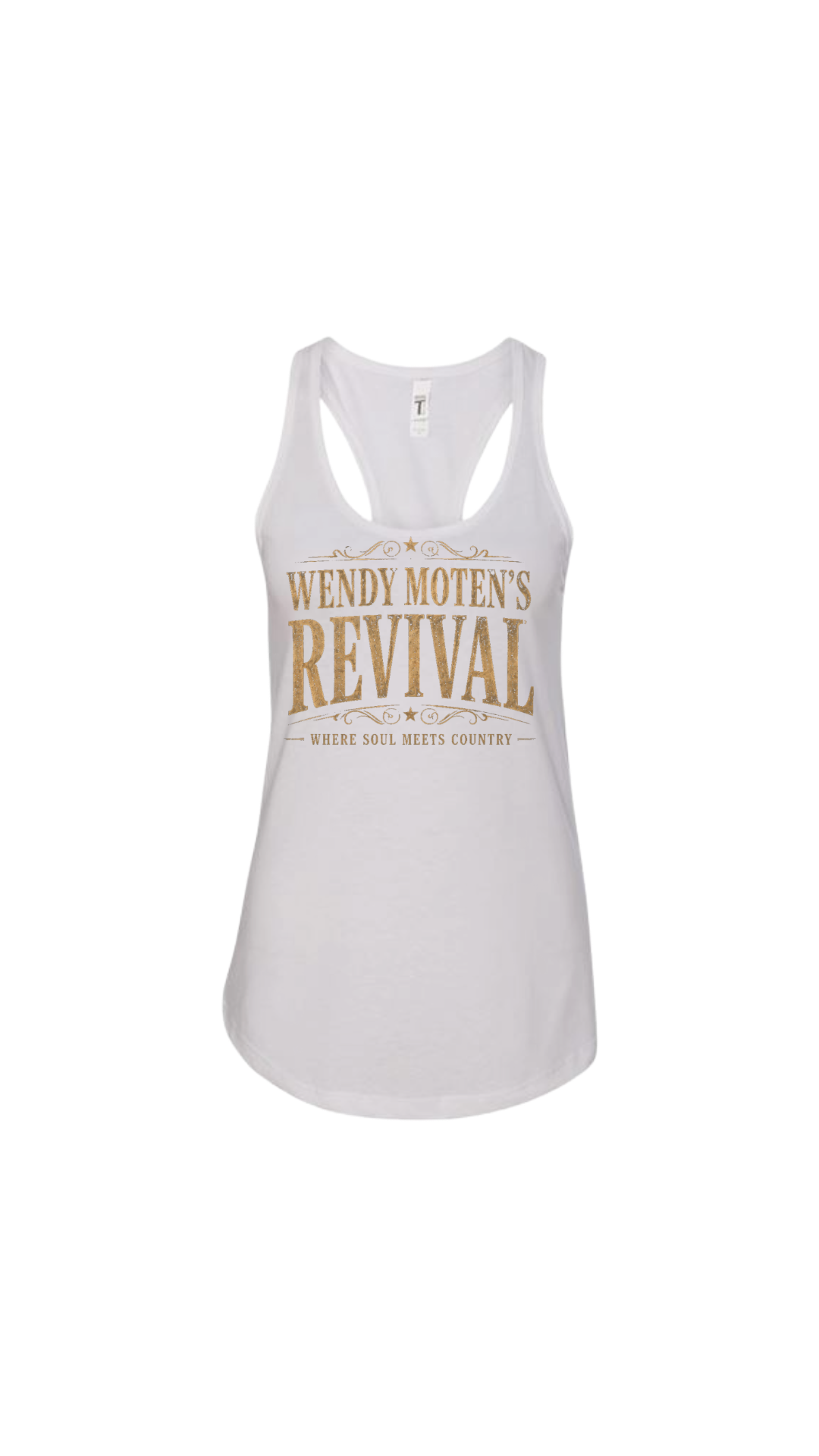 Wendy Moten Revival Gold Logo Womens Next Level Racerback Tank Top--FREE SHIPPING--