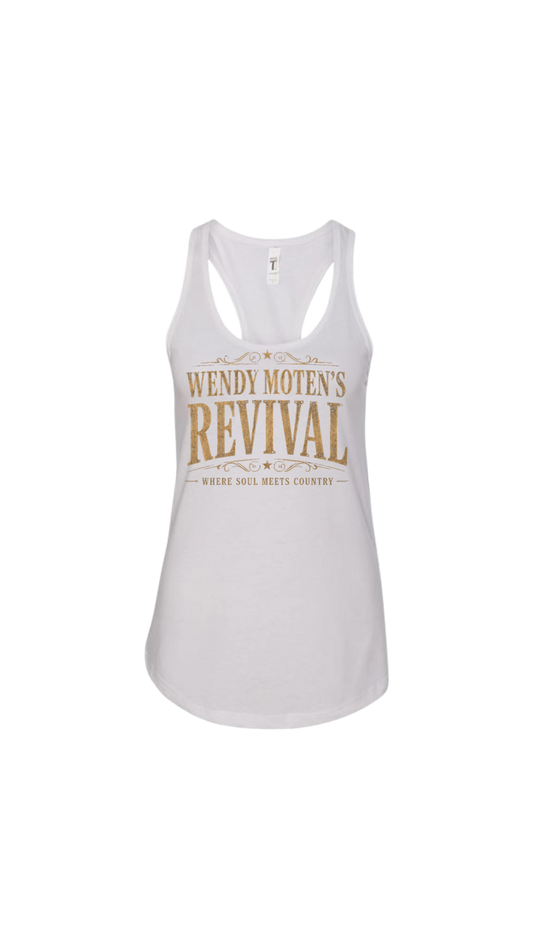 Wendy Moten Revival Gold Logo Womens Next Level Racerback Tank Top--FREE SHIPPING--