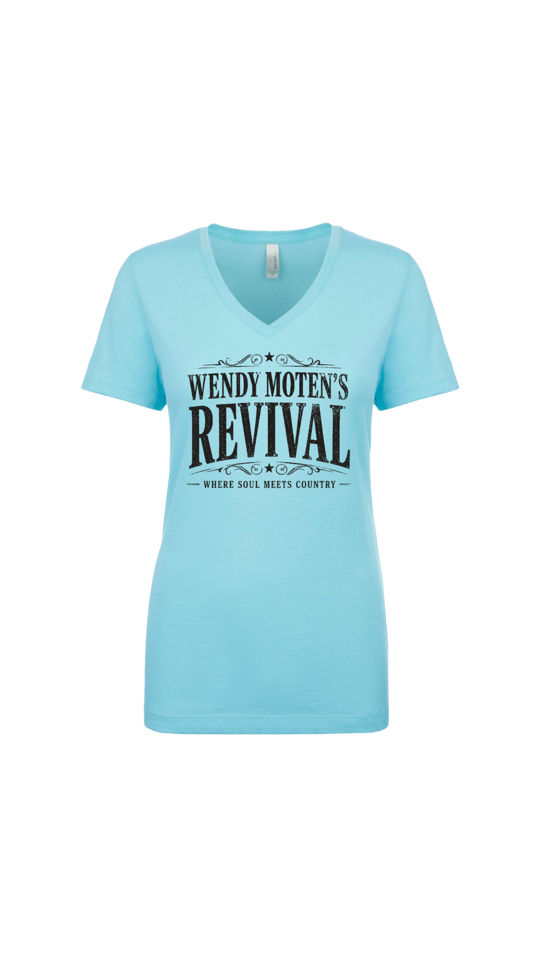 Wendy Moten Revival Black Logo Womens Next Level V-Neck Short Sleeve T-Shirt--FREE SHIPPING--