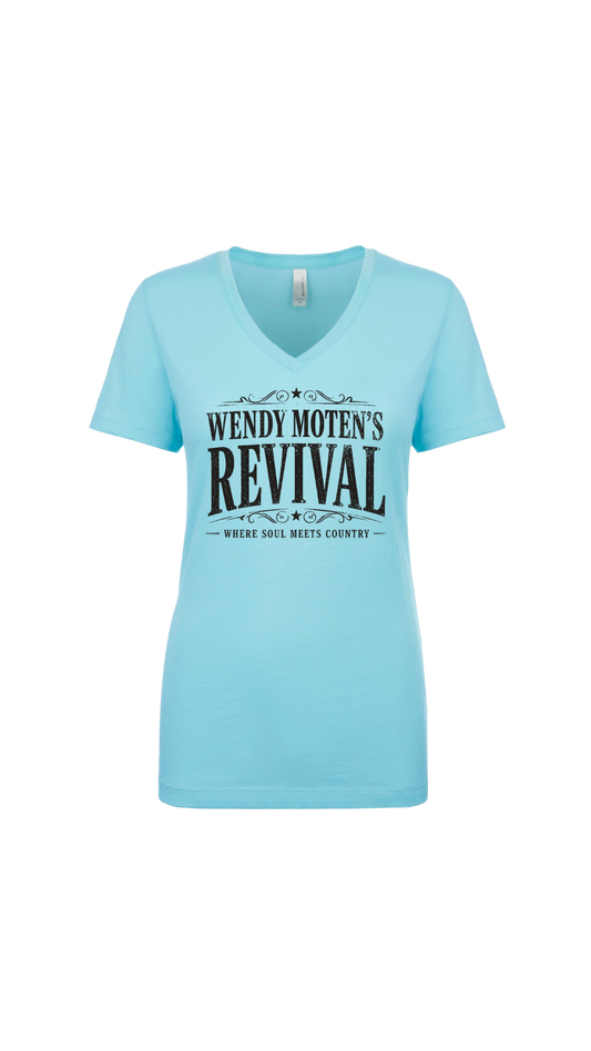 Wendy Moten Revival Black Logo Womens Next Level V-Neck Short Sleeve T-Shirt--FREE SHIPPING--