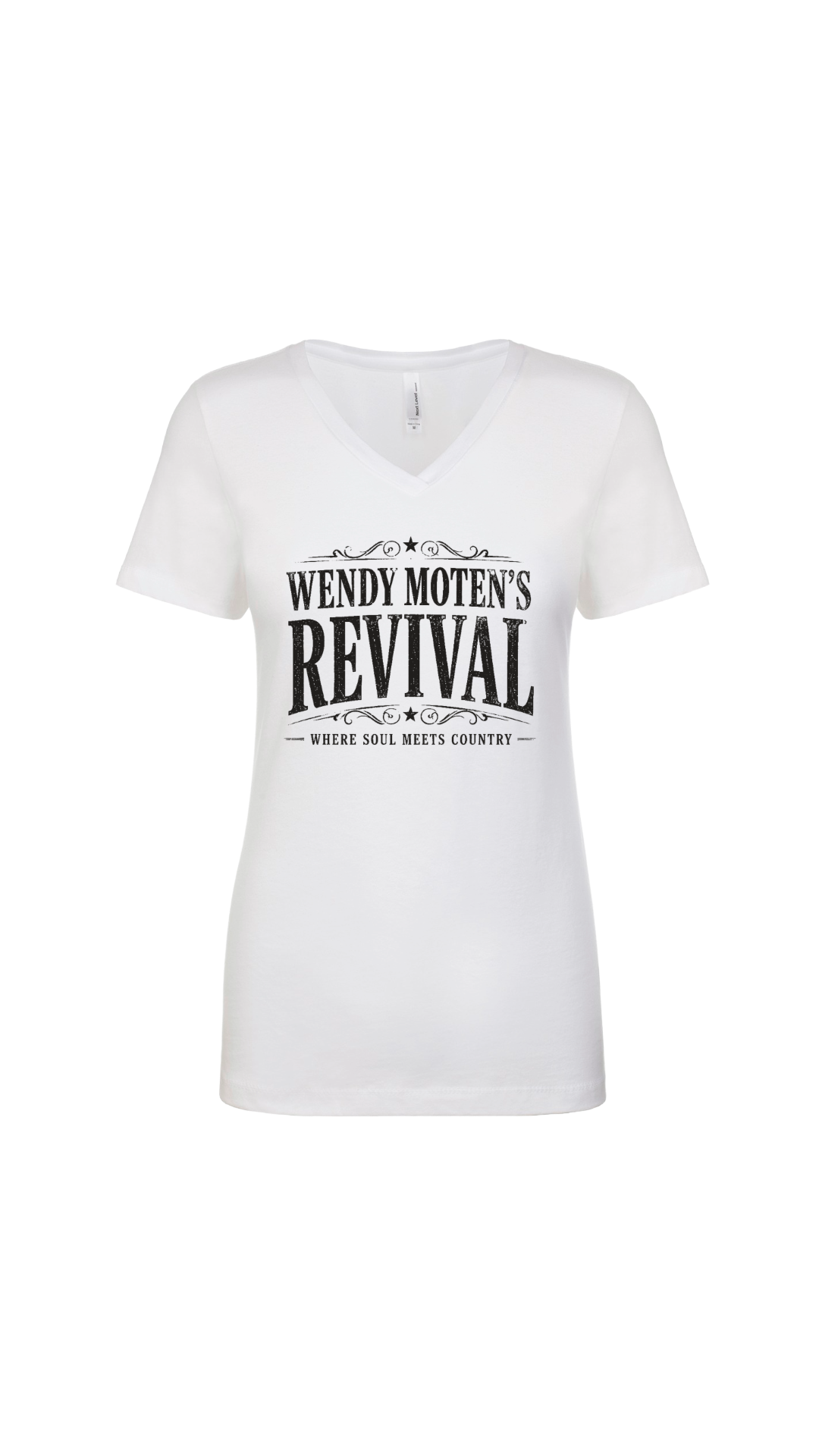 Wendy Moten Revival Black Logo Womens Next Level V-Neck Short Sleeve T-Shirt--FREE SHIPPING--