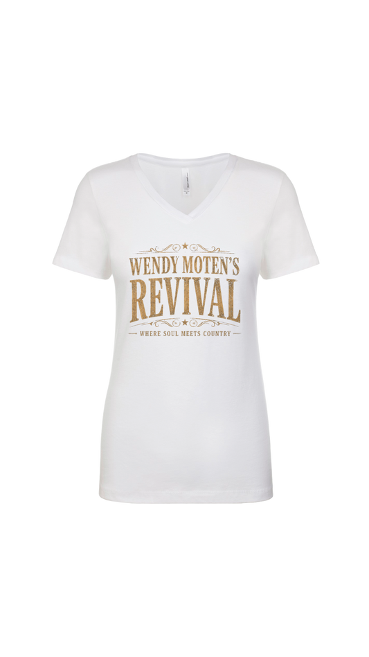 Wendy Moten Revival Logo Womens Next Level V-Neck Short Sleeve T-Shirt--FREE SHIPPING--